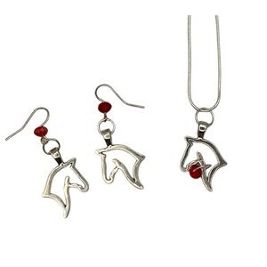 Worn Again Original Handmade Horse Necklace & Earring Set
